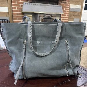 All Saints Fleur De Lis East West Suede Tote